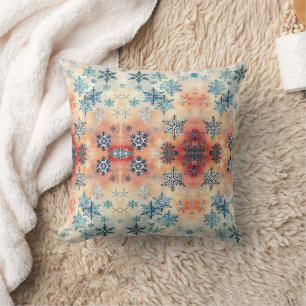 Motif Flocons de Neige Vintage - Coussin Jeté