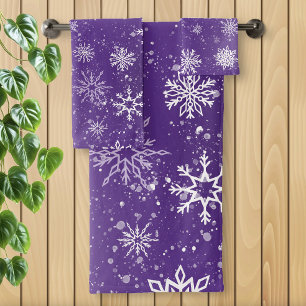 Motif Flocons de Neige Violets Magique Vacances d'