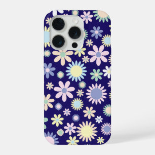 Motif floral à fond bleu
