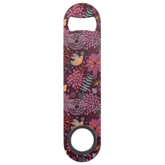 Motif floral abstrait avec des oiseaux (Devant)