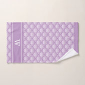 Motif floral abstrait violet avec initiale de mono (Serviette à main)