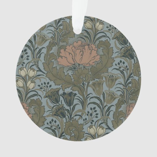 Motif floral antique victorien terre cuite sauge (devant)