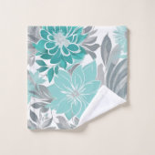 Motif floral, Aqua, mer Turquoise, Turquoise et Gr (Gant de toilette)