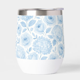Motif floral aquarelle bleu blanc