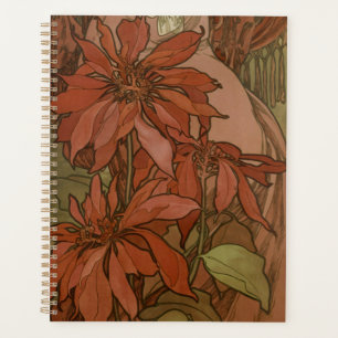 Motif floral Art nouveau de Mucha à la Poinsettia