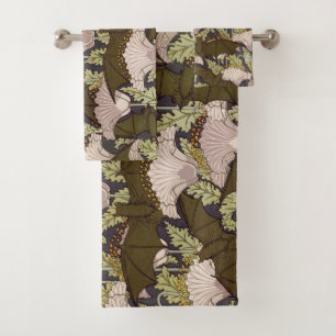 Motif floral Art nouveau vintage avec chauve-souri