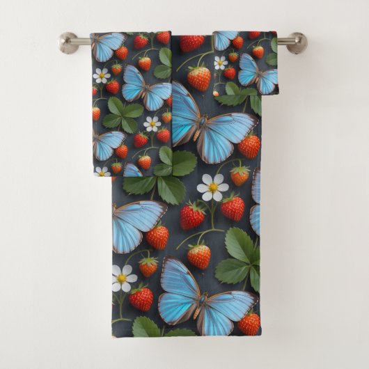 Motif floral avec papillons morpho bleus (En situation)