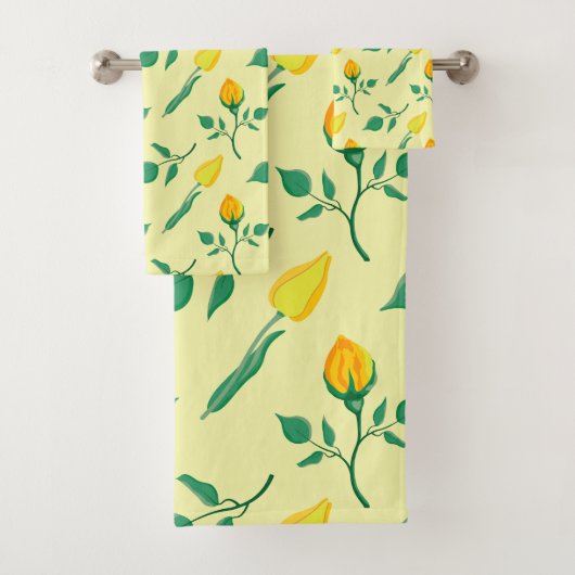 Motif floral avec rose jaune et fleurs de tulipe (En situation)