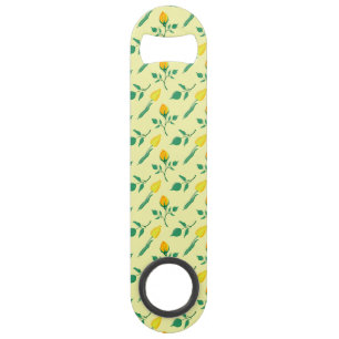 Motif floral avec rose jaune et fleurs de tulipe
