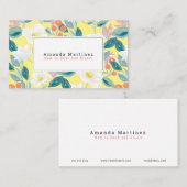 Motif Floral blanc Carte de visite maman Jaune (Devant / Derrière)