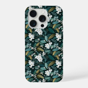 Motif floral blanc de feuille de forêt botanique