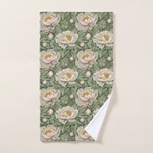 Motif floral blanc de pivoine vintage (Serviette à main)