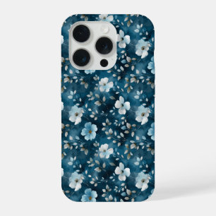 Motif floral blanc fleur bleu doux aquarelle