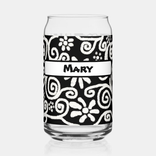 Motif Floral Blanc Noir (Recto)
