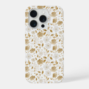 Motif floral blanc or doux élégant
