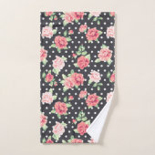 Motif floral blanc Polka point sur Arrière - plan (Serviette à main)