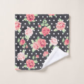 Motif floral blanc Polka point sur Arrière - plan (Gant de toilette)