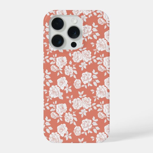 Motif floral blanc rose corail moderne (Verso)