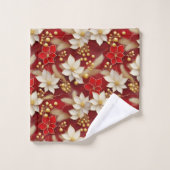Motif floral blanc rouge Noël #17 ID1009 (Gant de toilette)