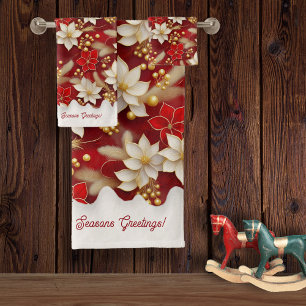 Motif floral blanc rouge Noël #17 ID1009
