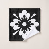 Motif floral blanc sur noir (Gant de toilette)