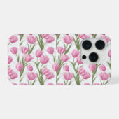 Motif floral blanc tulipe rose moderne (Verso Horizontal)