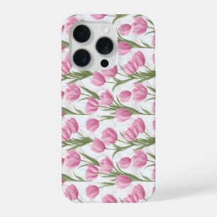 Motif floral blanc tulipe rose moderne