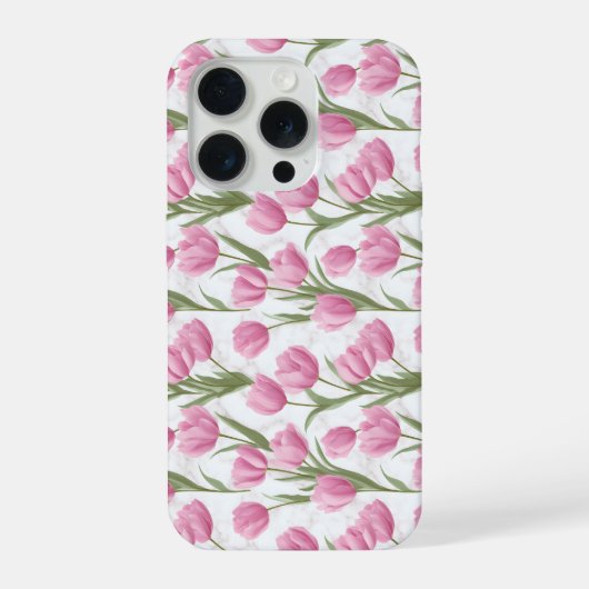 Motif floral blanc tulipe rose moderne (Verso)