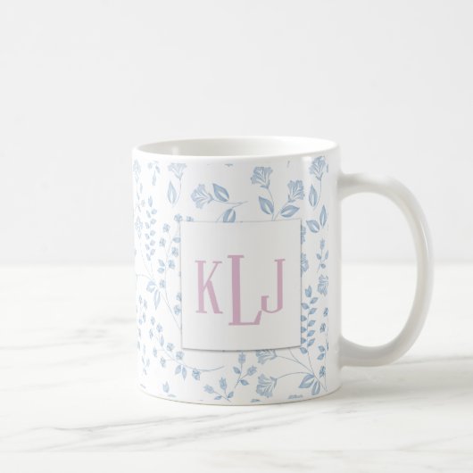 Motif floral bleu 11 oz Mug classique (Droite)