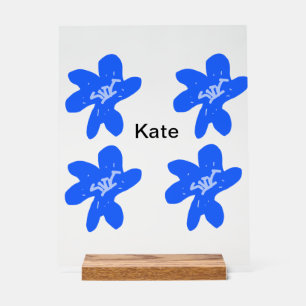 Motif floral bleu aquarelle ajouter nom