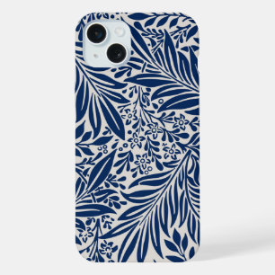 motif floral bleu avec feuilles et fleurs variées