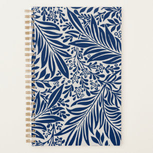 motif floral bleu avec feuilles et fleurs variées