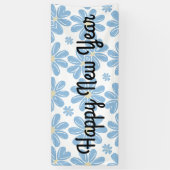 Motif Floral Bleu - Bannière personnalisable (Vertical)