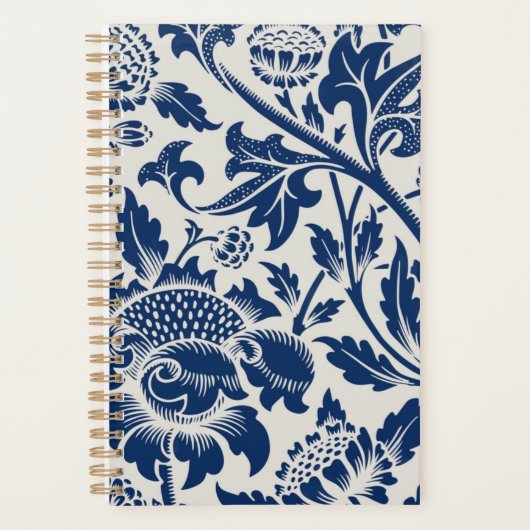 Motif floral bleu complexe sur fond clair (Devant)
