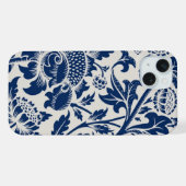 Motif floral bleu complexe sur fond clair (Verso Horizontal)