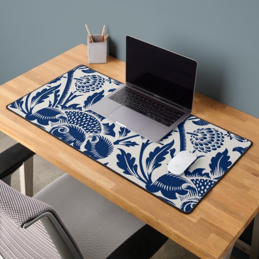 Motif floral bleu complexe sur fond clair (Bureau 2)