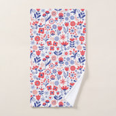 Motif floral bleu et de corail (Serviette à main)