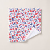 Motif floral bleu et de corail (Gant de toilette)