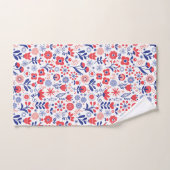 Motif floral bleu et de corail (Serviette à main)