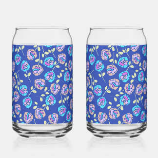 Motif floral bleu et violet