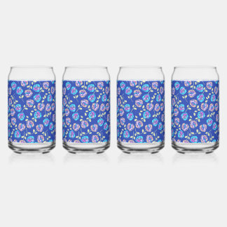 Motif floral bleu et violet