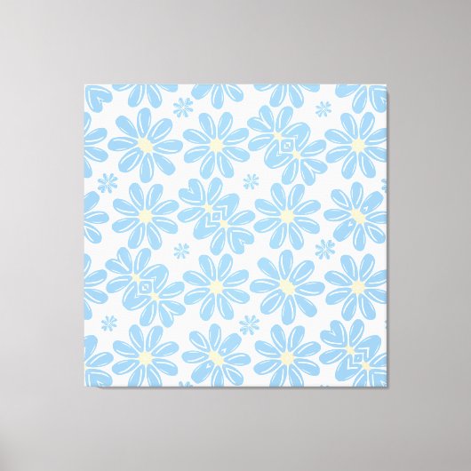 Motif floral bleu - Impression sur toile (Recto)