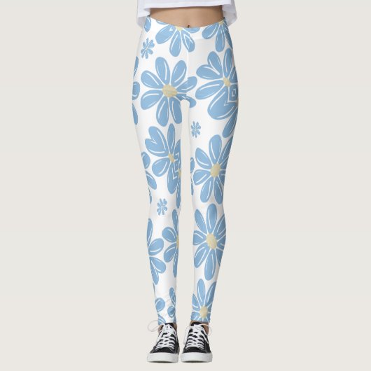Motif floral bleu - Leggings (Devant)