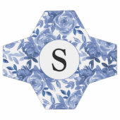 Motif floral bleu monogramme (Plat)