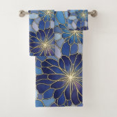 Motif Floral Bleu Or Moderne (En situation)
