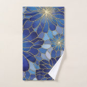 Motif Floral Bleu Or Moderne (Serviette à main)