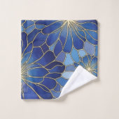 Motif Floral Bleu Or Moderne (Gant de toilette)