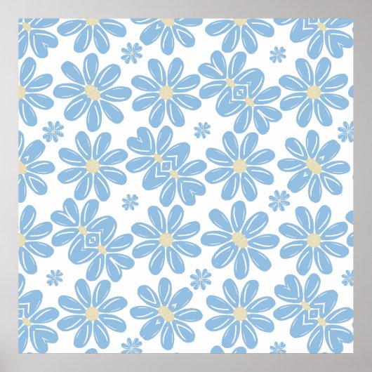 Motif Floral bleu - Poster (Devant)