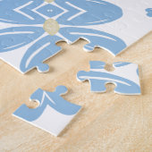 Motif floral bleu - Puzzle (Côté)