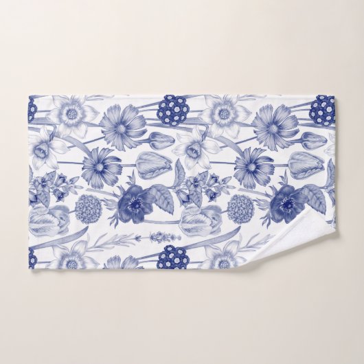 motif floral bleu vintage (Serviette à main)